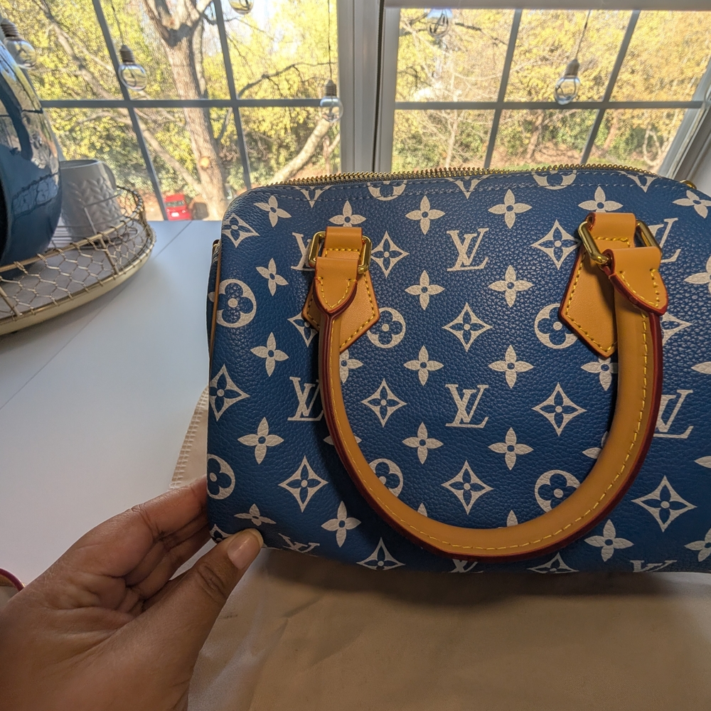 Inspired "Speedy" Blue Monogram Crossbody - Picture 2 of 11